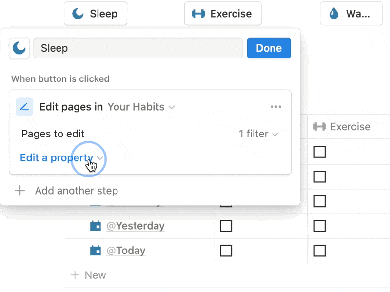 Check Habits with Notion Buttons