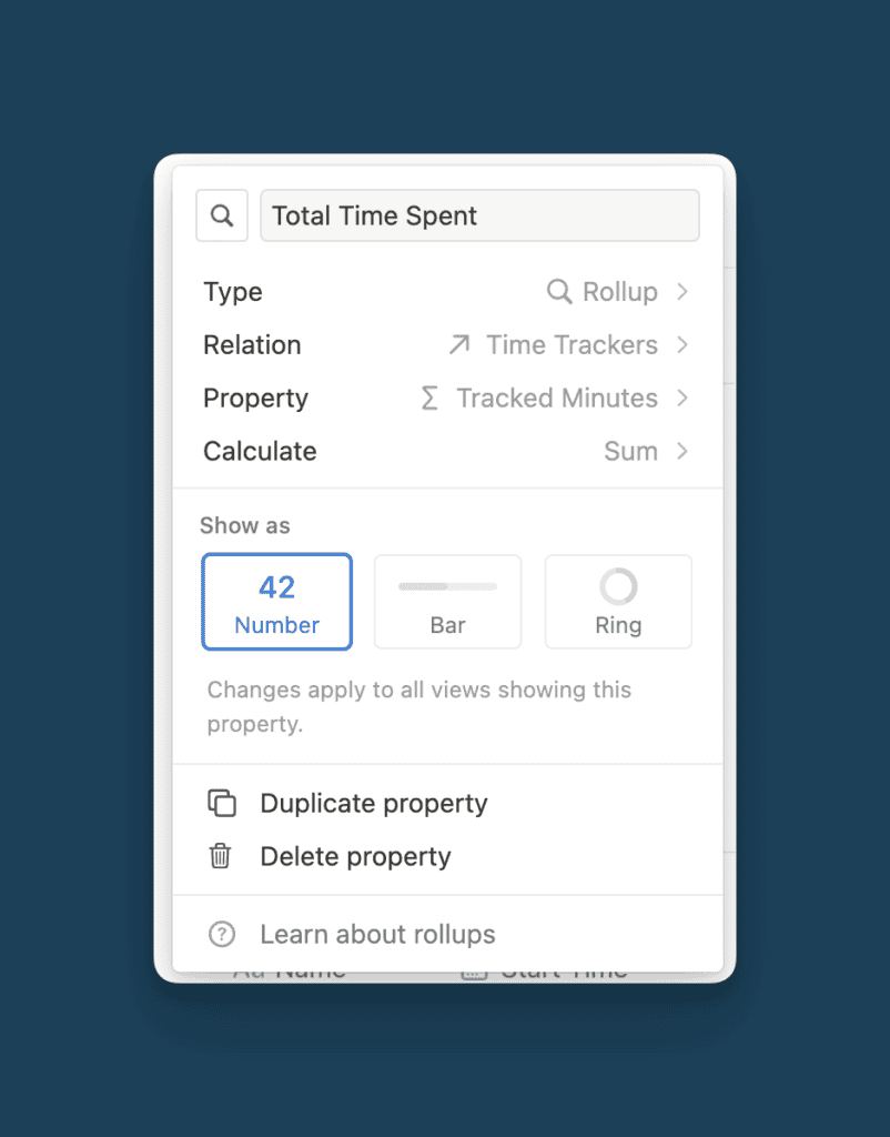 Calculate total time spent using Notion Time-Tracking