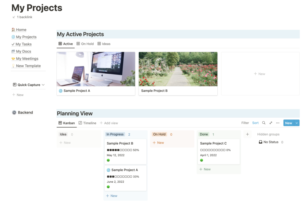Manage your projects in Notion