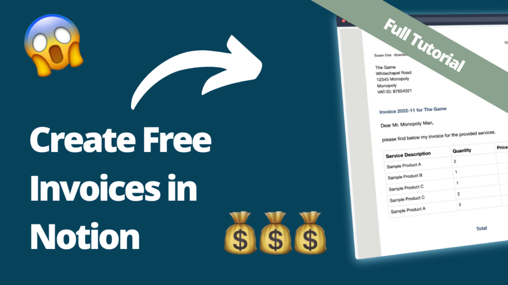 Invoices in Notion Free Template