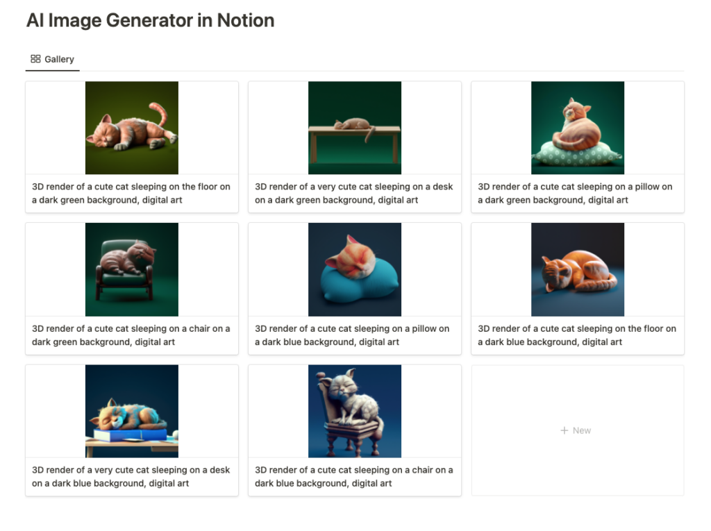 Cats in the AI Image Generator in Notion