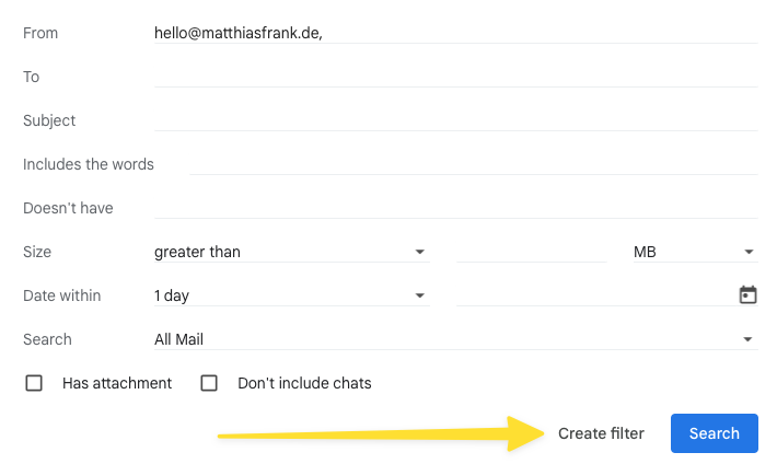 Create gmail filter