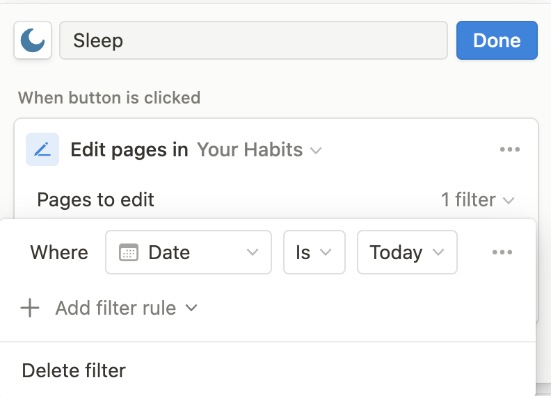 Set up Notion Buttons for Notion Habit Tracker