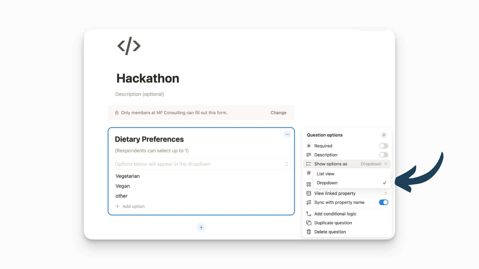 Dropdown Menus in Notion Forms