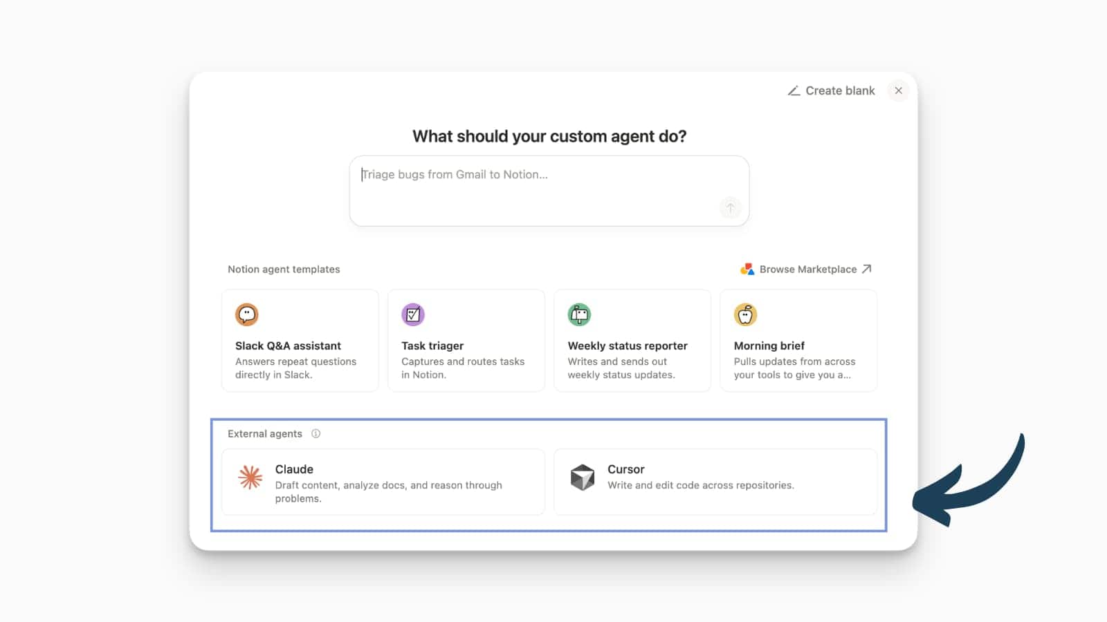 Claude and Cursor External Agents in Notion