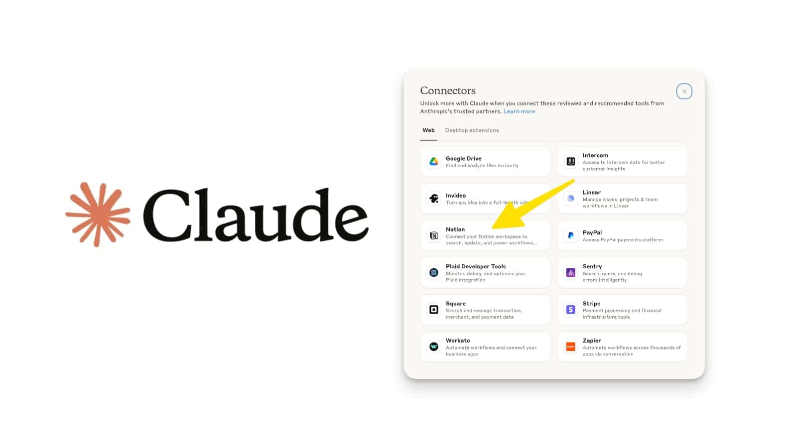 Claude added Notion as a native Connector