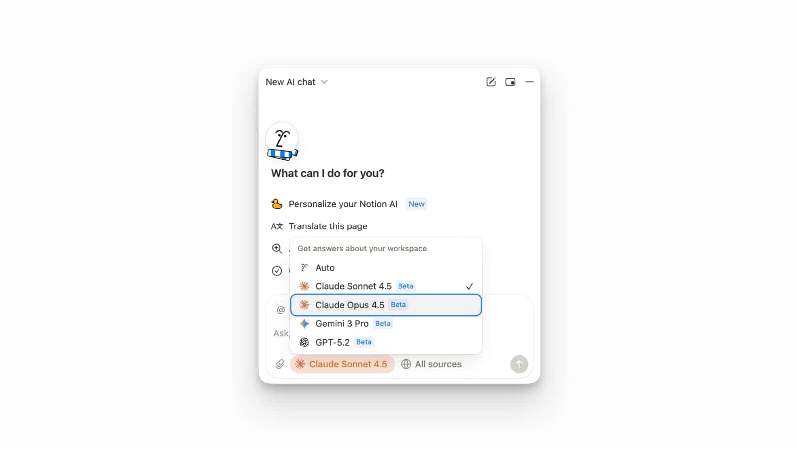 Claude Opus in Notion AI