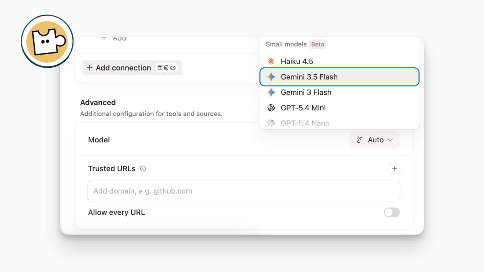 Light-weight Gemini Flash 3.5 in Custom Agents
