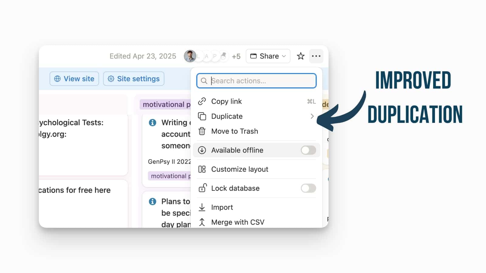 Improved Duplication Flow in Notion