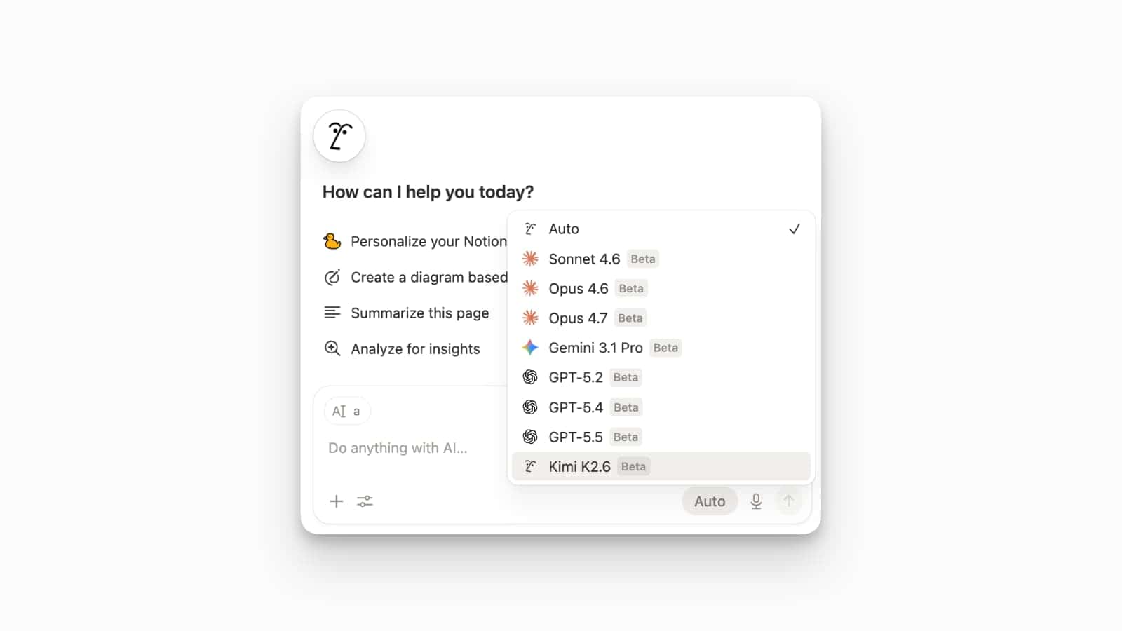 Kimi K2.6 in Notion AI