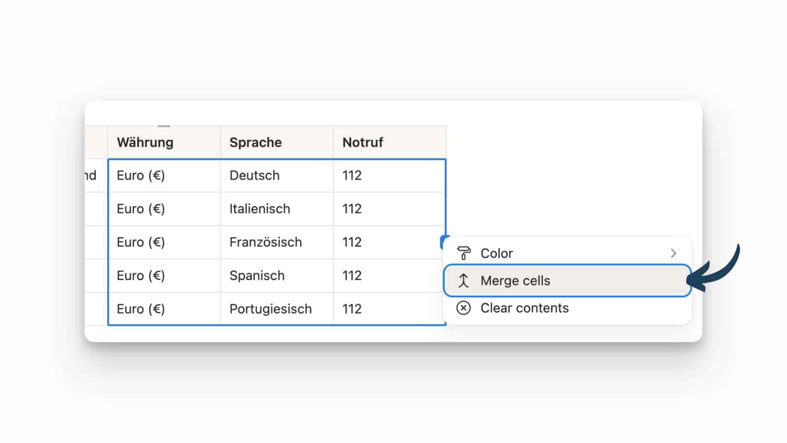 Merge Simple Table Cells in Notion