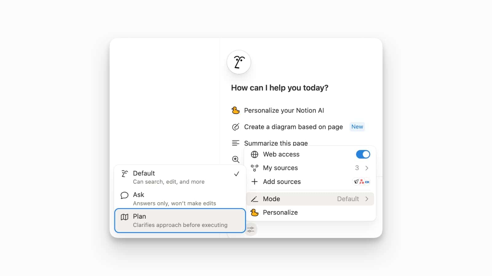 Notion AI Plan mode