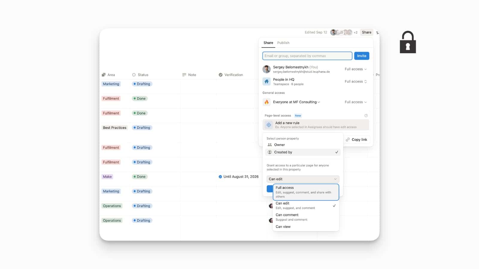 Notion Database Granular Permission