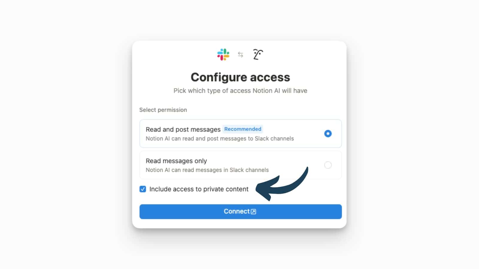 Notion Connection with Private Slack Channels
