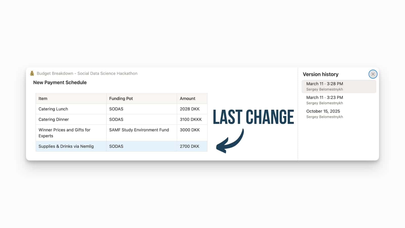 Preview of Recent Changes in the version history