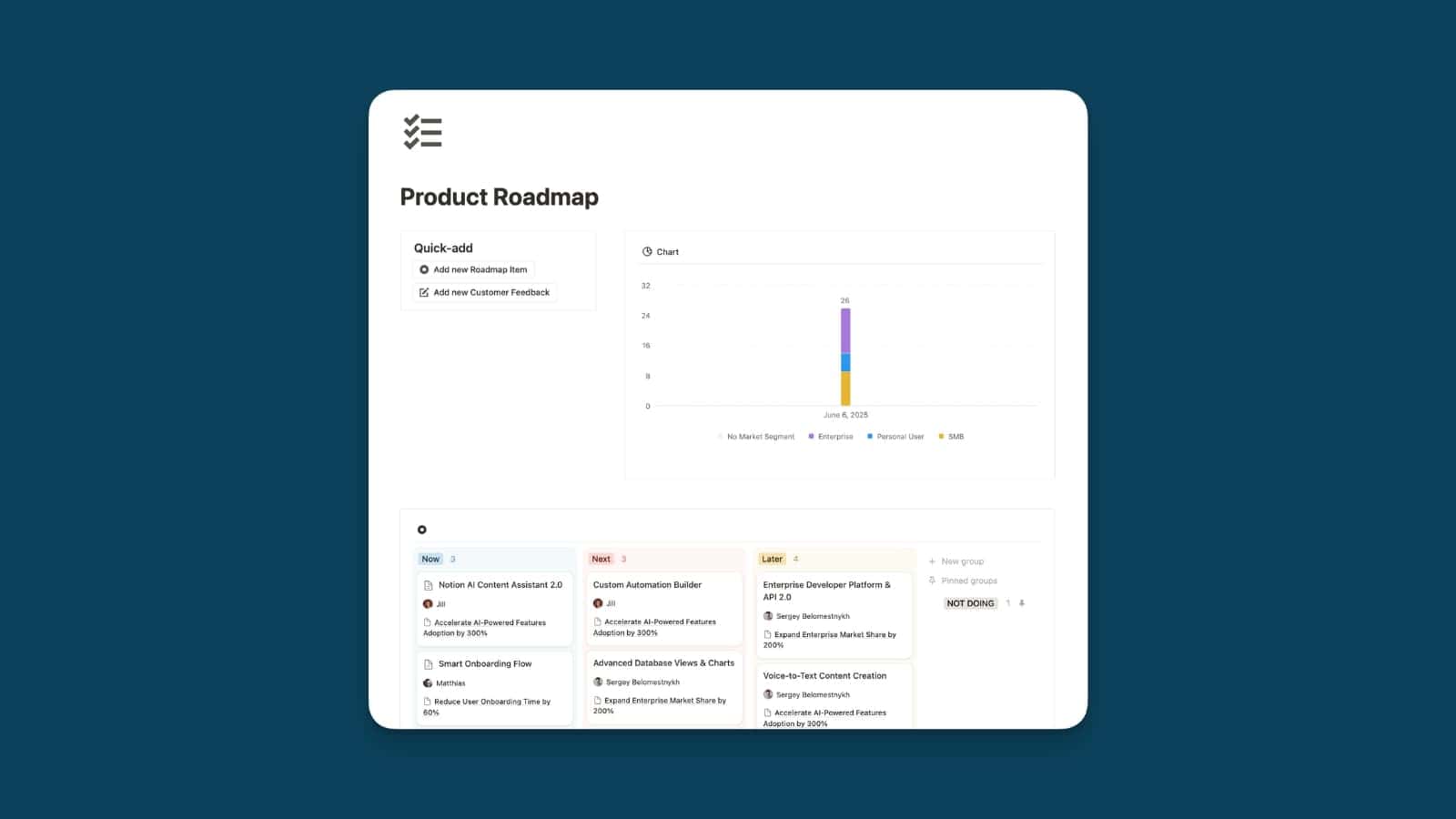 Product Roadmap Free Notion Template