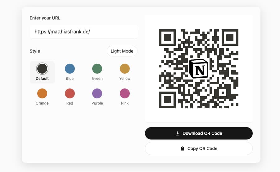 Free Notion QR Codes