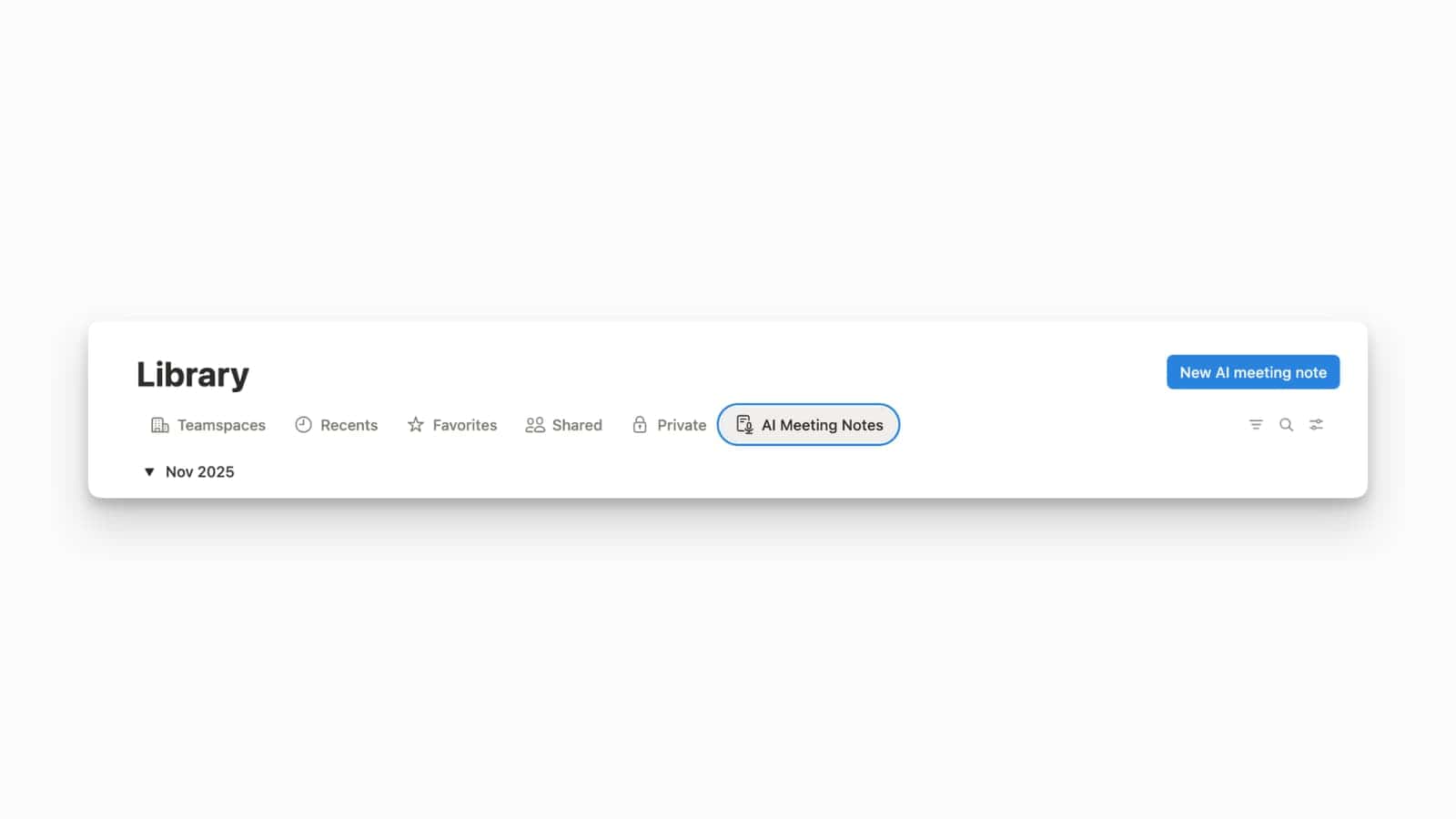 Meeting Notes in Notion LIbrary