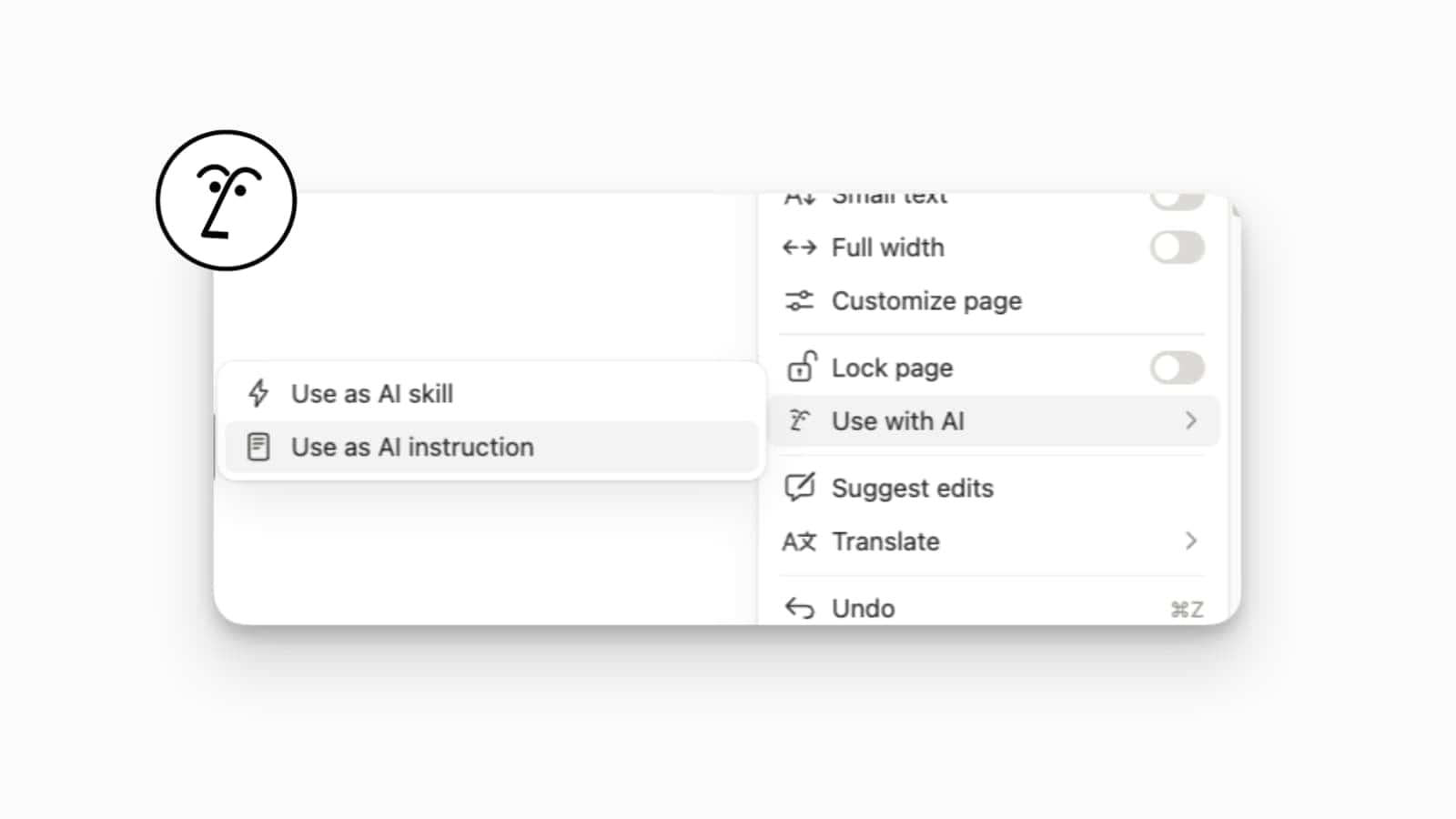 quickly set pages as instructions or skills from the three dots